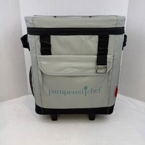 Coleman Pampered Chef Consultant Rolling Soft Cooler Grey Insulated Wheels